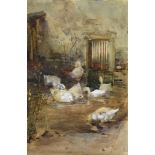 Mildred Anne Butler RWS (1858-1941) DUCK POND watercolour attribution inscribed on reverse 10.25