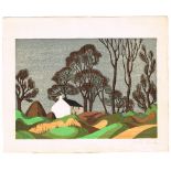 John Luke RUA (1906-1975) FARMHOUSE, BALLYAGHAGAN, 1940 woodblock in colours; (2); (one trial