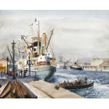 Muriel Brandt RHA (1909-1981) ALONG THE QUAYS, DUBLIN watercolour signed lower right 12.50 by 15.