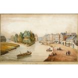 Anon. SUIR ISLAND AND THE QUAY OF CLONMEL FROM NEWPORT BRIDGE, COUNTY TIPPERARY watercolour titled