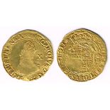 Charles I gold double crown. Mint mark barrel, reverse weak, Seaby 2703, good fine.