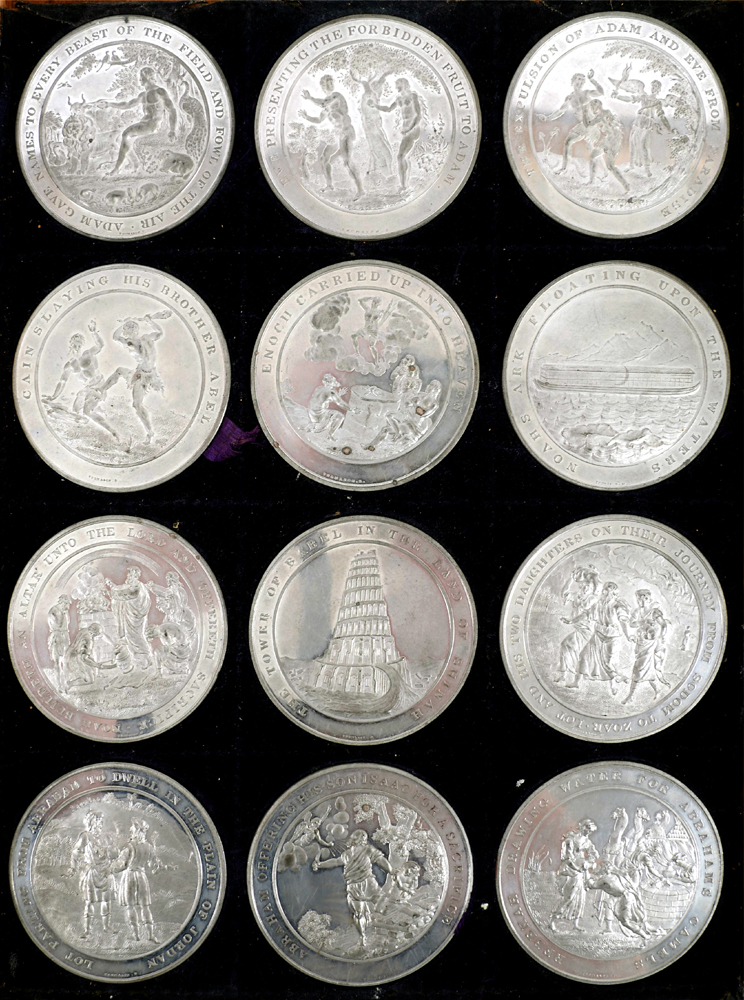 Thomason`s Medallic Illustrations of the Holy Scriptures Twelve William IV white metal medals by Sir