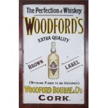Woodford Whiskey, Cork metal advertising sign. A large enamel advertising sign advertising 'The