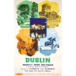 1960s British Railways 'Dublin Nightly from Holyhead' travel poster. A poster centred by a