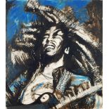 Rolling Stones, Ronnie Wood, Get Up Stand Up (Blue), Limited Edition screen print of Bob Marley. A