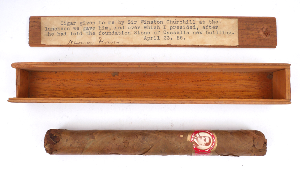 Sir Winston Churchill, a cigar given to his publisher, Sir Newman Flower. An unsmoked Don Joaquin