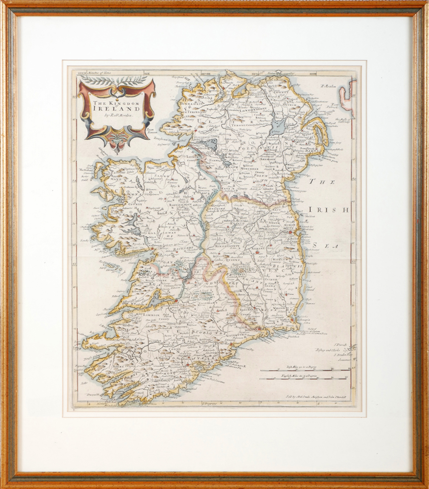 1722 The Kingdom of Ireland, by Robert Morden. A hand coloured engraved map, this edition with Newry - Image 2 of 2