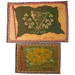 Late 19th and early 20th century, patriotic flags and badges. Two printed fabric rectangular