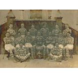 Rugby, 1914-15 Blackrock College team photograph. A black and white photograph, 6 x 8ins, mounted on