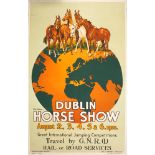 1955 Dublin Horse Show travel poster. A poster, designed by by Olive Whitmore, promoting travel to