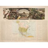 1877 Map of North America by JP Morales. A hand-coloured printed map of America, America del