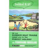 1970s British Rail, 'Ireland It Is!' travel poster. A poster promoting summer boat trains for