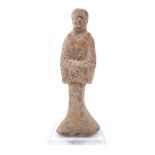 Han Dynasty, pottery, female attendant figure. Han Dynasty earthenware tomb-figure of a female