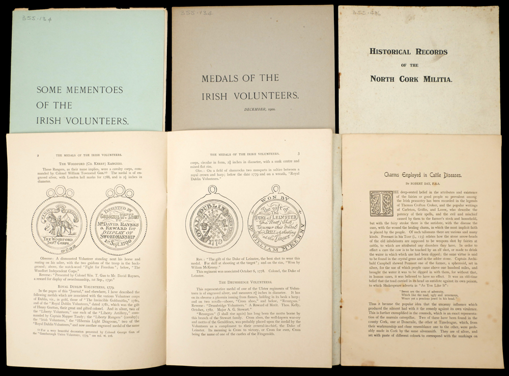 Irish Volunteers: Five historical pamphlets by Robert Day FSA, VPRSA. Some Mementoes of the Irish