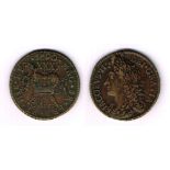 James II "Gunmoney" halfcrown (large), 1690 Mar: Die crack above bust, very fine.