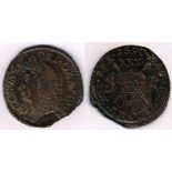 James II "Gunmoney" halfcrown (small), 1690 July Dig in edge 4 o'clock to 6 o'clock, good very fine.