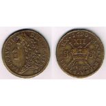 James II "Gunmoney" shilling (large), 1690 Apr: Good very fine