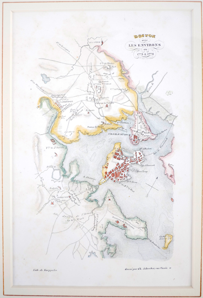 1776 Maps of Long Island and Boston during the American Revolutionary War. Two hand-coloured,