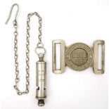 1922-1925 Poiliní Áth Cliath brass belt buckle and 'Dublin Police' whistle. A white metal two-