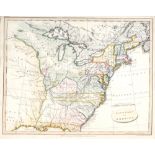 1804 Map of the United States of America. A hand-coloured, engraved map of the Eastern half of North