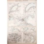 1840-1911 Maps of Ireland, by Lizars and Bacon. A hand-coloured map of Ireland in two sheets by
