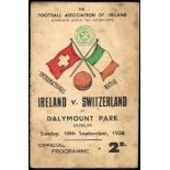 Football, 1938 (18 September) Ireland v. Switzerland, programme. Programme for Ireland's match