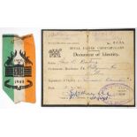 1945-1949 Royal Ulster Constabulary Document of Identity and Sinn Féin membership books. The RUC