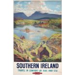 1960s British Railways 'Southern Ireland - Travel in Comfort by Rail and Sea' travel poster. A