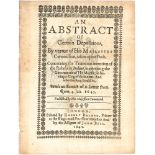 1642 Abstract of Certain Depositions By vertue of His Majesties Commission, taken upon Oath,