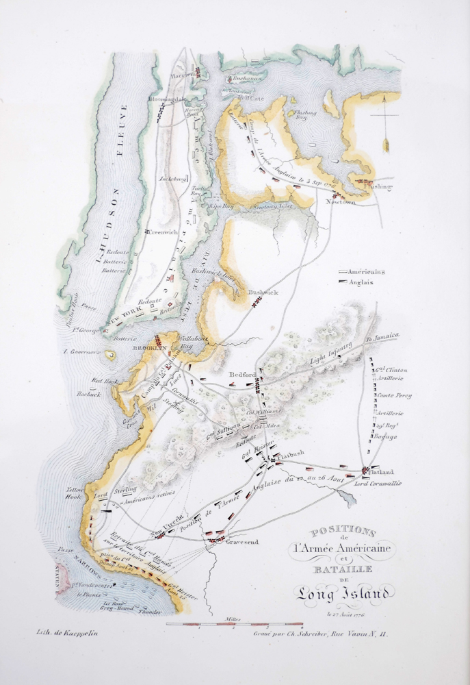 1776 Maps of Long Island and Boston during the American Revolutionary War. Two hand-coloured, - Image 2 of 2