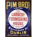 Mid 20th century, Pims Dublin metal advertising sign. A large enamel sign, the indigo ground 'Pim