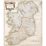 1722 The Kingdom of Ireland, by Robert Morden. A hand coloured engraved map, this edition with Newry