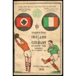 Football 1936 (17 October) Ireland v Germany match programme The scarce and sought after programme