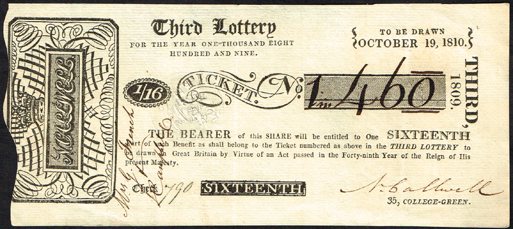 1804 and 1810 Third Irish Lottery Tickets One sixteenth tickets issued by Callwell, 35 College - Image 2 of 2