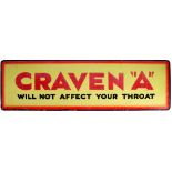 Craven 'A' metal advertising sign. A mid-20th century enamel advertising sign, the red border