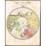 1829 Polar map of the Northern Hemisphere. A hand coloured, engraved map, North Part of the Globe