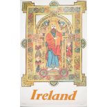 1960s Travel Posters Ireland, Book of Kells and Places of Interest. Two colour lithograph "