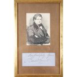 Daniel O'Connell autograph signature. A clipping from a letter on blue notepaper, inscribed, 'Very