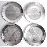 1973 St Patrick's Cathedral, Irish silver commemorative plates, a set of four. The plain rim