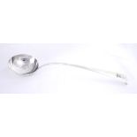 A George III Irish silver soup ladle, by Michael Keating. Old English pattern with plain bowl, the