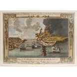 Battle of Bunker Hill, prints. Two hand coloured engravings of the Battle, an 18th century