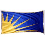 Na Fianna Éireann flag. A large flag, the royal-blue ground with a yellow rising sun in the lower