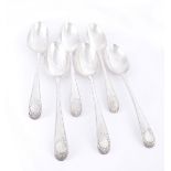 A set of six George III Irish silver tablespoons, by Michael Keating. The Old-English pattern spoons