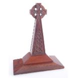 Prisoner Art Long Kesh 1977 A carved mahogany Celtic cross on shaped oblong plinth, inscribed '