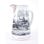 Copeland `Going to the Derby` jug The white ground with red highlights to rim and spout, black