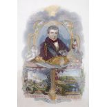 Daniel O'Connell portrait engraving. A hand-coloured engraved portrait of Daniel O'Connell, head and