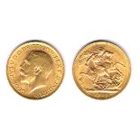 George V gold sovereign 1914. About extremely fine.