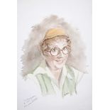 Maureen Potter by Barbara Hartigan, watercolour portrait signed by the artist and sitter. The