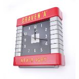 Craven 'A' bakelite clock. An electric 'Sectric' wall clock by Smiths, branded 'Craven A', 'Never