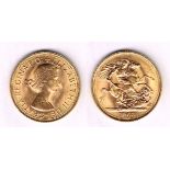 Elizabeth II gold sovereign, 1968. Uncirculated